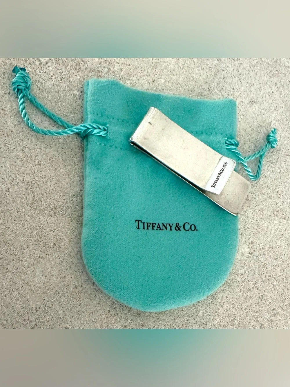 TIFFANY & CO. 1837 Sterling Silver Money Clip 925 Vintage w/Pouch
